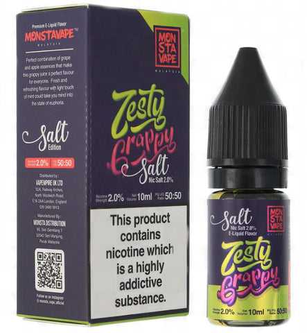 ZESTY GRAPPY NIC SALT BY MONSTA VAPE 2.0% 10ML